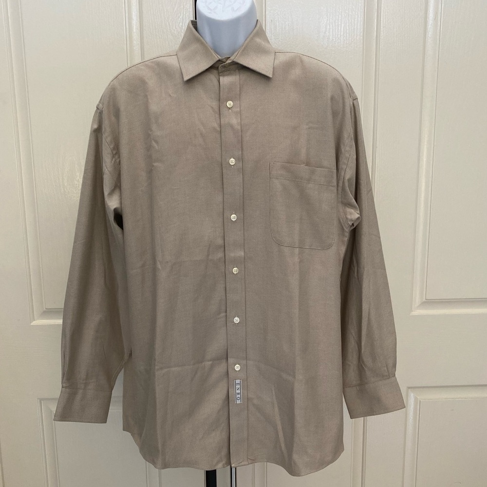 ENRO Taupe Dress Shirt 16 1/2 32-33